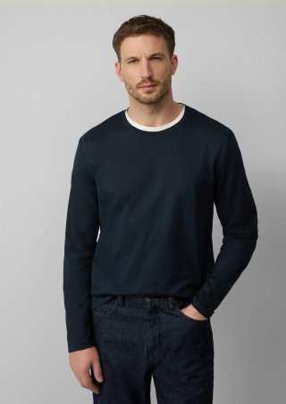 s.Oliver Langarmshirt aus merzerisierter Baumwolle mit Crew Neck - navy