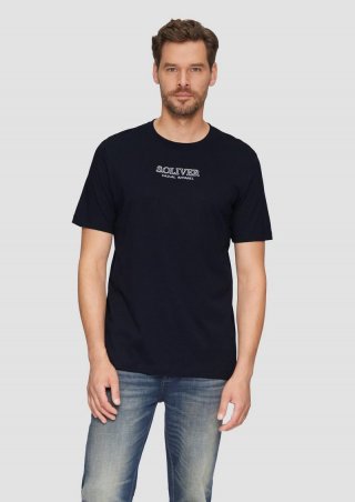 s.Oliver T-Shirt mit Logo-Motiven aus reiner Baumwolle - navy