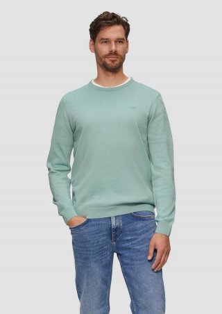 s.Oliver Strickpullover mit Logo-Stickerei - salbeigrün