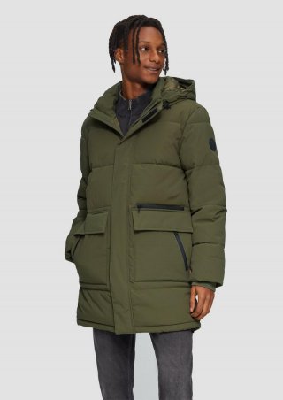s.Oliver Gesteppter Parka mit Kapuze und Innenkragen - olivgrün