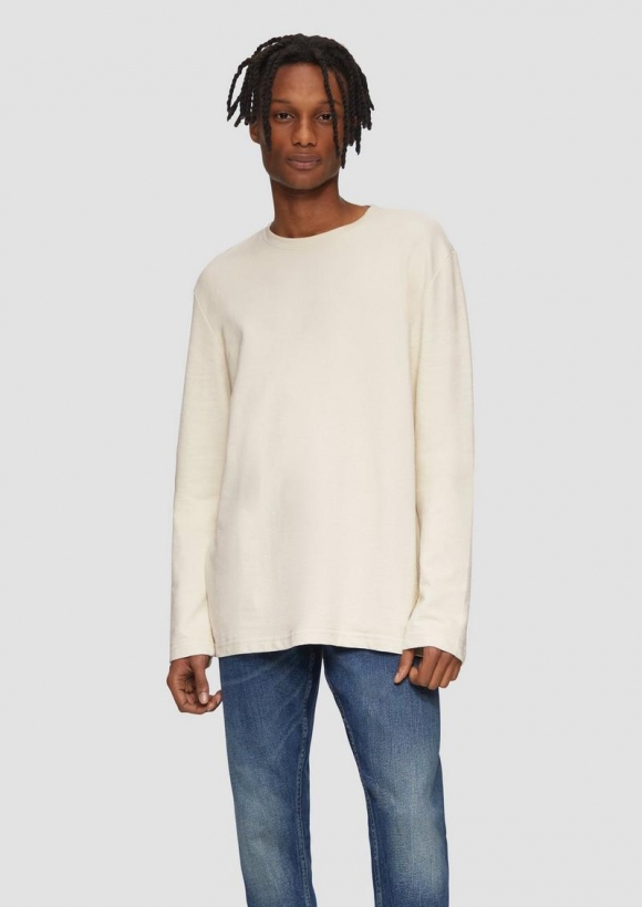 s.Oliver Langarmshirt aus Struktur-Jersey - beige