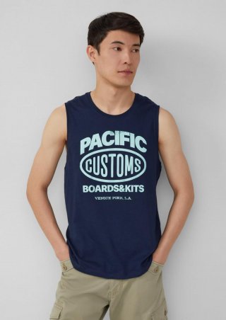 s.Oliver Tanktop aus Baumwollle mit Frontprint - tiefblau