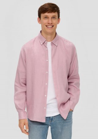 s.Oliver Leinenhemd mit Button-Down-Kragen - rosa
