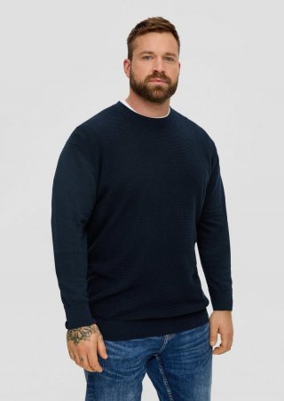 s.Oliver Strickpullover mit Waffelpiqué-Muster - navy