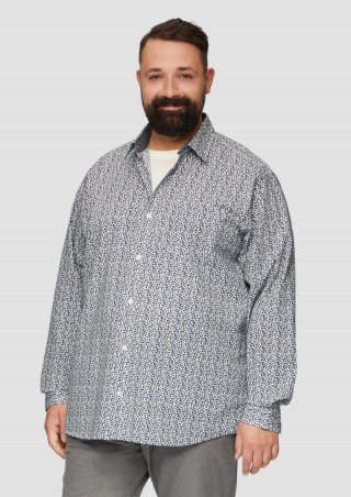s.Oliver Slim Fit: Gemustertes Hemd mit Kentkragen - weiß