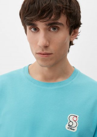 s.Oliver T-Shirt mit Labelpatch - helles türkis