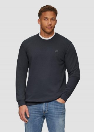 s.Oliver Sweatshirt aus Baumwollmix mit Logo-Detail - schiefergrau