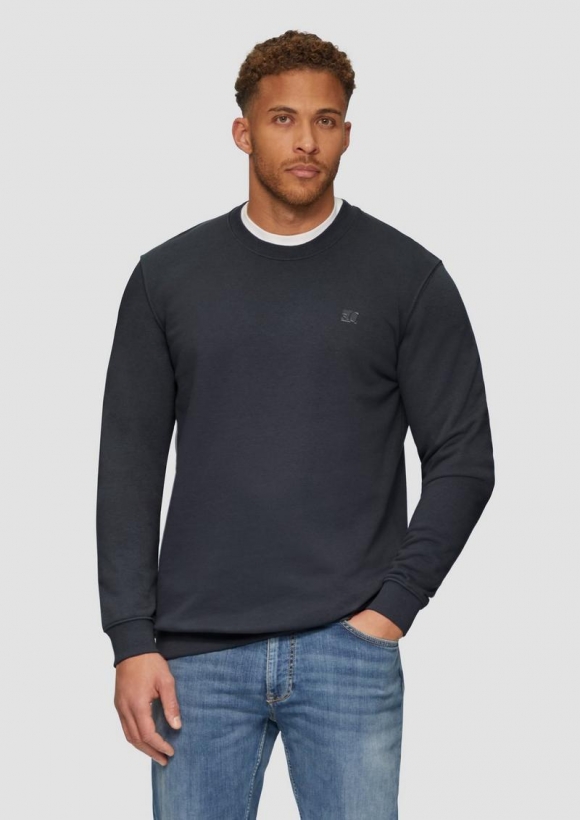s.Oliver Sweatshirt aus Baumwollmix mit Logo-Detail - schiefergrau