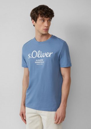 s.Oliver T-Shirt mit Logo-Print - ozeanblau
