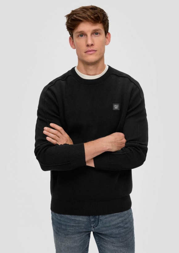 s.Oliver Weicher Strickpullover aus Baumwolle - schwarz