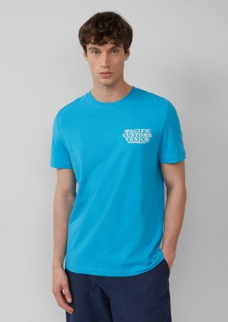 s.Oliver Baumwoll-T-Shirt mit Crewneck und Artwork - türkis