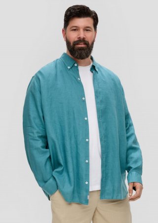 s.Oliver Leinenhemd mit Button-Down-Kragen - petrol