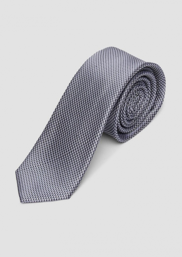 s.Oliver Krawatte aus Seidenmix mit Jacquard-Muster - schiefergrau
