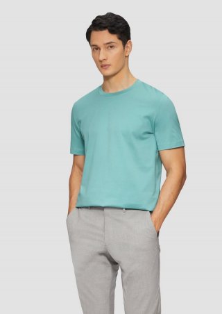 s.Oliver T-Shirt mit Crew Neck aus mercerisiertem Baumwolljersey - türkisblau