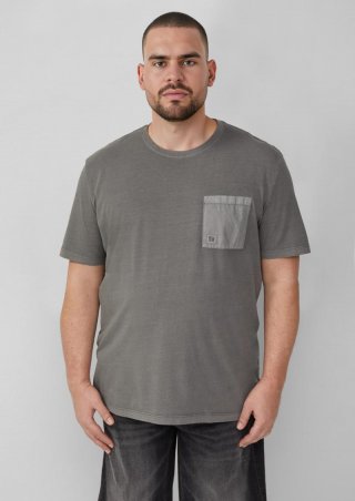 s.Oliver T-Shirt mit Brusttasche und Garment Dye - grau meliert