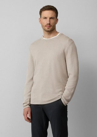 s.Oliver Softer Strickpullover aus Baumwoll-Leinenmix - helles beige