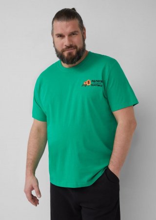 s.Oliver Baumwoll-T-Shirt im Relaxed Fit mit Front- und Rückenprint - grün