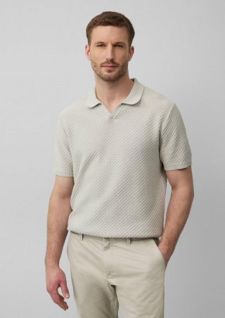 s.Oliver Gestricktes Poloshirt mit Struktur und Bündchen - helles beige