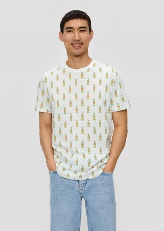 s.Oliver Baumwoll-T-Shirt mit Crew Neck und Sinalco®-Print - weiß