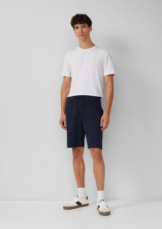 s.Oliver Detroit: Strukturierte Jog-Bermuda im Relaxed Fit - tiefblau