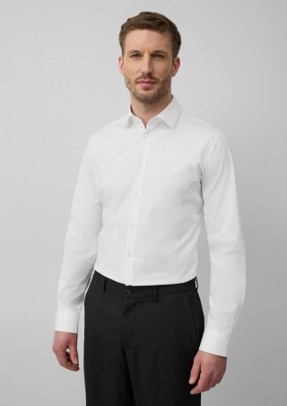s.Oliver Tailored Fit: Businesshemd aus Baumwollstretch - weiß