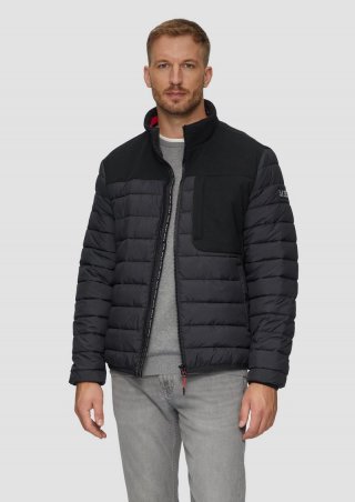 s.Oliver Leichte Steppjacke im Materialmix mit Kontrast-Details - schwarz