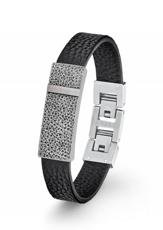 s.Oliver Personalisierbares Lederarmband - schwarz