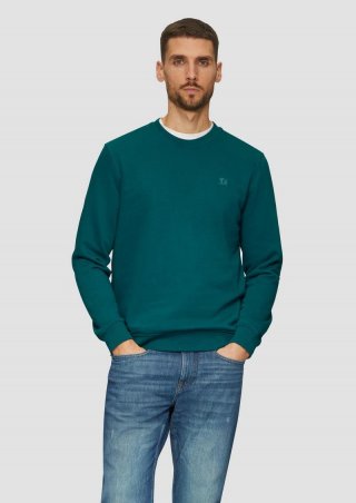 s.Oliver Sweatshirt aus Baumwollmix mit Logo-Detail - petrol