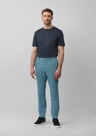 s.Oliver s.O PURE: Anzughose aus meliertem Stretch-Twill - türkisblau