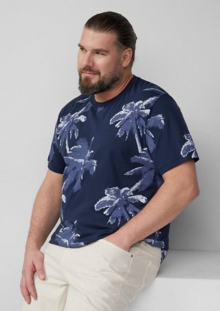 s.Oliver T-Shirt aus Baumwolle mit All-over-Print - tiefblau