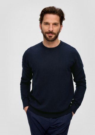 s.Oliver Strickpullover aus Seide mit Crew Neck - navy