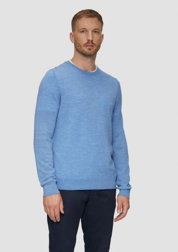 s.Oliver Feinstrickpullover aus reiner Merinowolle - himmelblau
