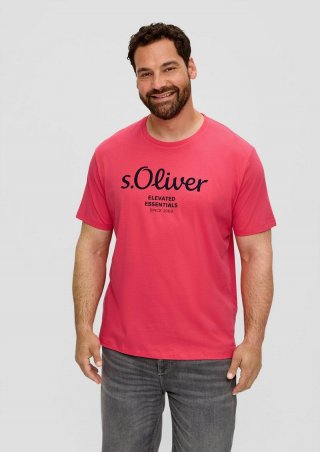 s.Oliver T-Shirt mit Label-Print - himbeere