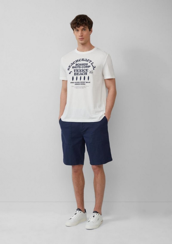 s.Oliver Leinenmix-Bermuda im Relaxed Fit - tiefblau