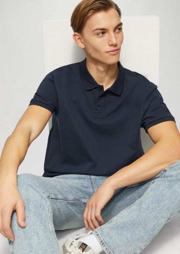 s.Oliver Poloshirt aus Piqué - tiefblau
