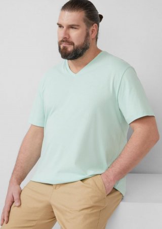 s.Oliver Jersey-T-Shirt mit V-Ausschnitt und Logo - minze
