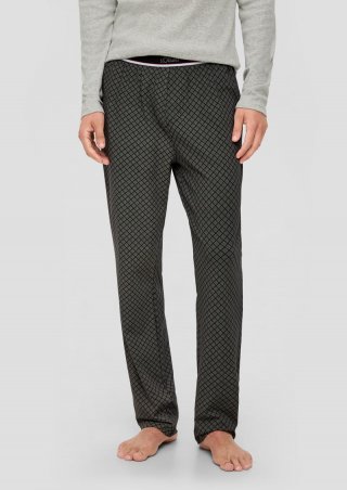 s.Oliver Lange Pyjamahose mit All-over-Print - schwarz