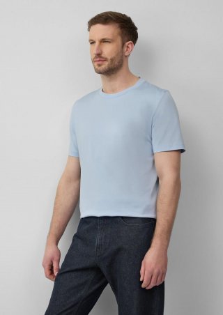 s.Oliver T-Shirt mit Crew Neck aus mercerisiertem Baumwolljersey - hellblau