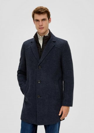 s.Oliver Tweed-Mantel mit herausnehmbarem Insert - navy