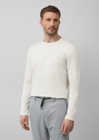s.Oliver Langarmshirt aus merzerisierter Baumwolle mit Crew Neck - hellgrau