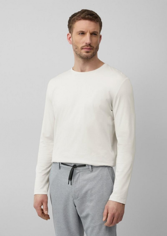 s.Oliver Langarmshirt aus merzerisierter Baumwolle mit Crew Neck - hellgrau
