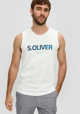 s.Oliver Ärmelloses Baumwoll-Shirt mit Frontprint - weiß