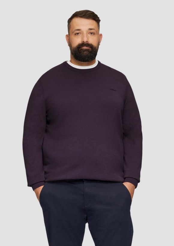 s.Oliver Strickpullover mit Logo-Stickerei - aubergine