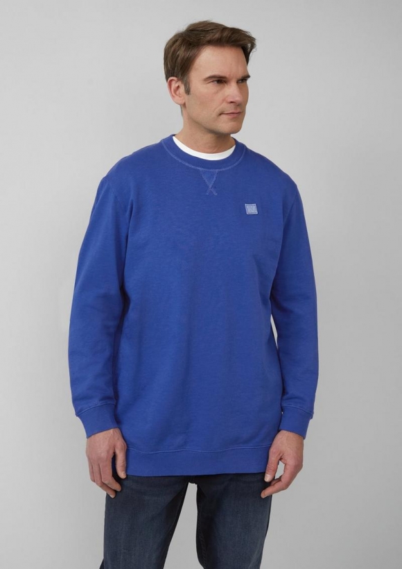 s.Oliver Sweatshirt mit Garment Dye und Logo-Detail - ozeanblau