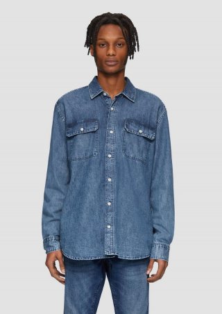 s.Oliver Regular Fit: Jeanshemd - blau
