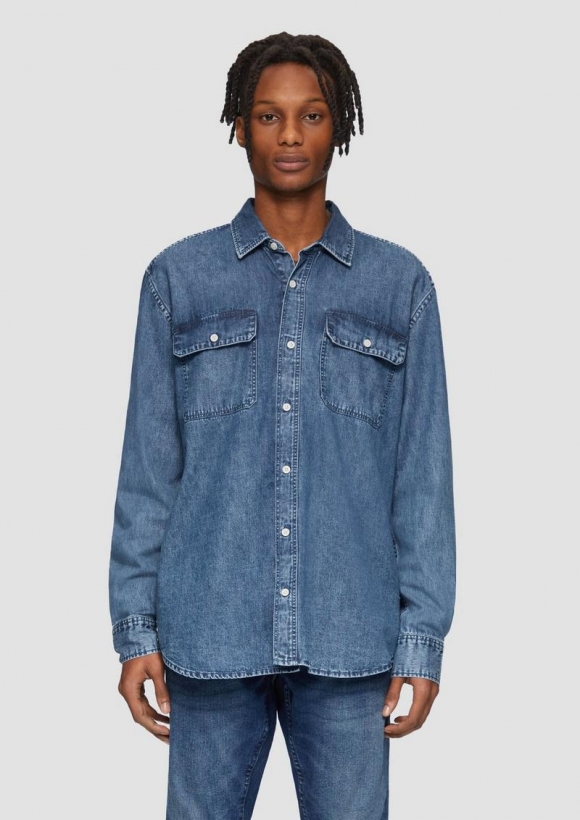 s.Oliver Regular Fit: Jeanshemd - blau