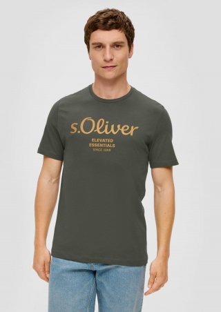 s.Oliver T-Shirt mit Frontprint - olivgrün