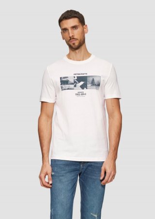 s.Oliver T-Shirt mit Crew Neck und Frontprint - weiß