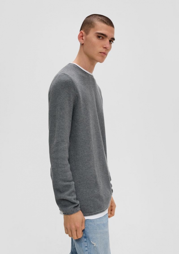 s.Oliver Strickpullover aus reiner Baumwolle - graphit
