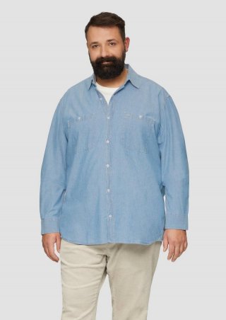 s.Oliver Regular Fit: Baumwollhemd aus Chambray - blau